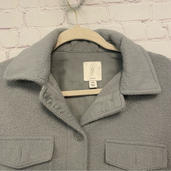 Joie Button Down Wooley Ladies Shacket, pockets, blue grey, Small, oversized - Picture 9 of 9